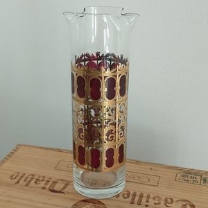Gold Red Cranberry Culver Martini Pitcher Barware